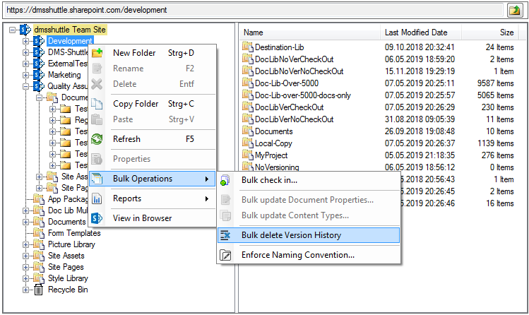 Delete versions in SharePoint