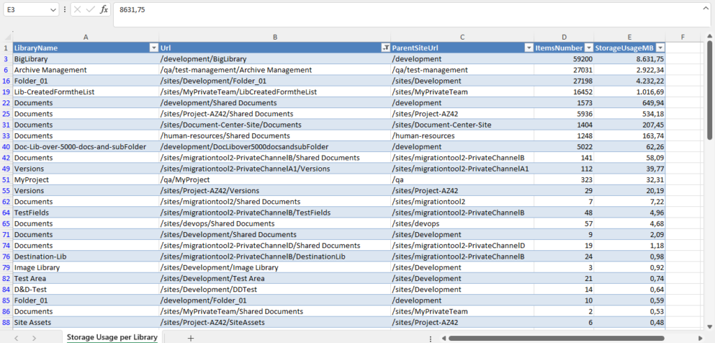 Export Storage Usage Report (per Library) - DMS-Shuttle.com
